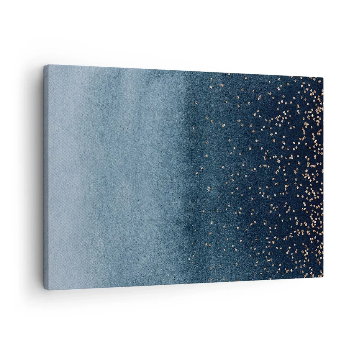 Obraz na płótnie - Niebieskie gradienty z drobnymi złotymi akcentami - 70x50cm - Kompozycja – niebieskie fazy - Nowoczesna dekoracja ścienna do salonu i sypialni ARTTOR