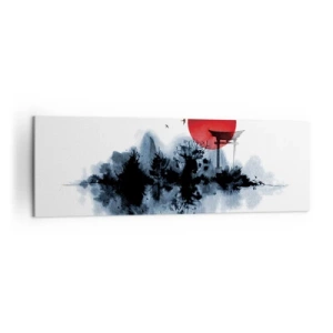 Obraz na płótnie - Czerwone słońce nad malowniczym krajobrazem z torii - 160x50cm - Japoński widok - Nowoczesna dekoracja ścienna do salonu i sypialni ARTTOR