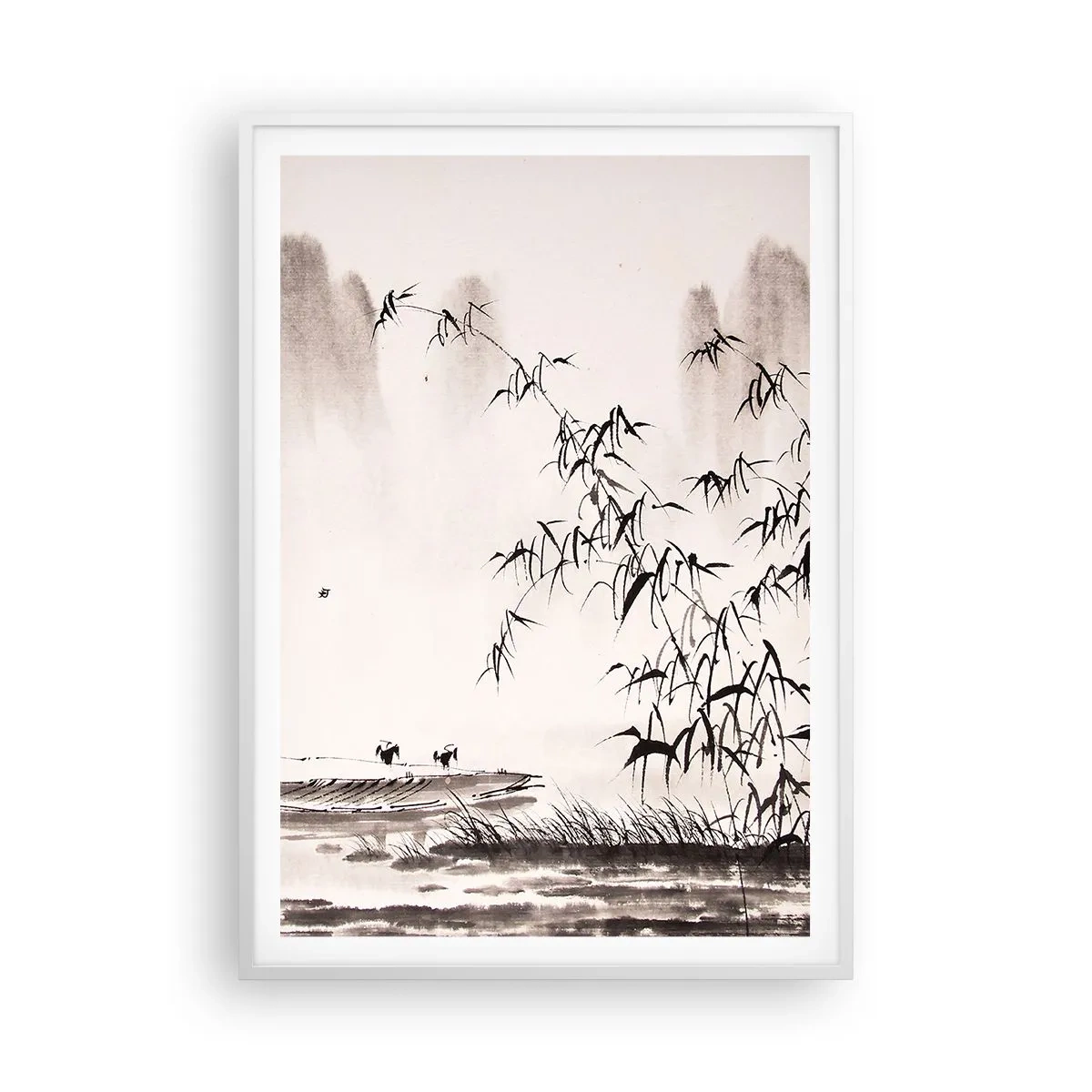 Plakat w białej ramie - Cisza ryżowych pól - 70x100 cm