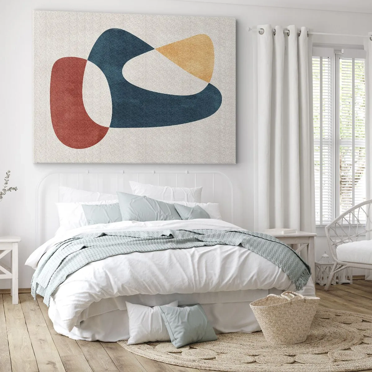 Obraz na płótnie - Abstrakcyjne kształty w harmonijnych kolorach - 100x70cm - Wpływy i metamorfozy - Nowoczesna dekoracja ścienna do salonu, kuchni i sypialni ARTTOR