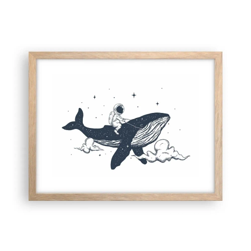 Plakat w ramie jasny dąb - Kosmiczna przygoda - 40x30 cm