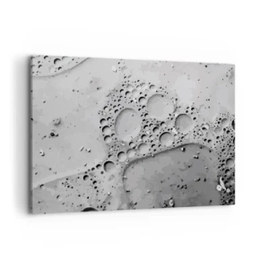 Obraz na płótnie - Czarno-biały wzór bąbelków w minimalistycznym stylu - 100x70cm - Slad po spienionym - Nowoczesna dekoracja ścienna do salonu, kuchni i sypialni ARTTOR