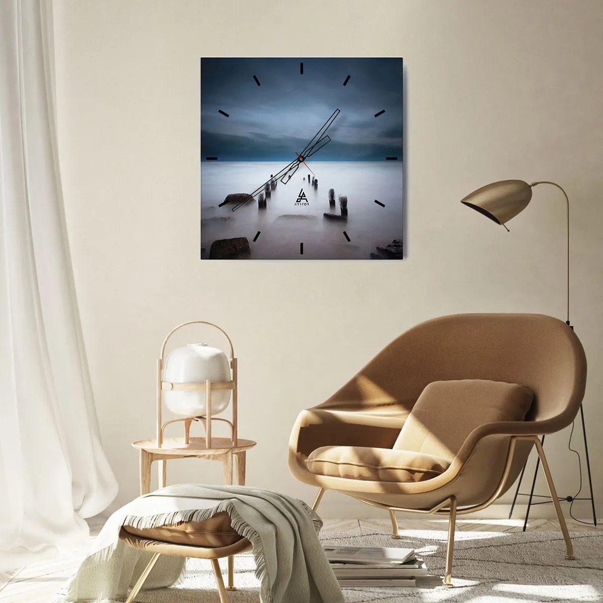 Zegar ścienny - Zamyślone jezioro - 40x40 cm