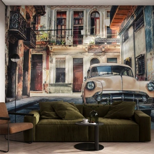 Fototapeta Premium Canvas - Sjesta w Hawanie - Samochód Vintage, Architektura, Miasto - 250x175 cm