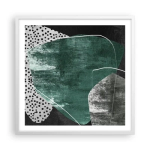 Plakat w białej ramie - Barwna abstrakcja z płatkiem złota - 60x60 cm