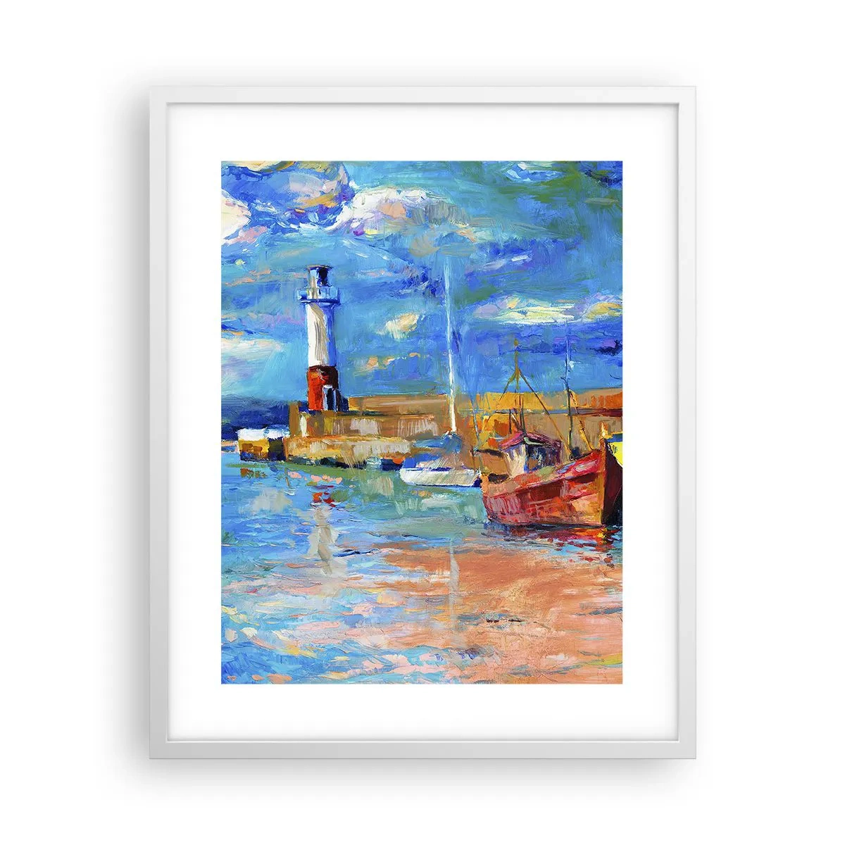 Plakat w białej ramie - Popołudnie w tęczowej zatoce - 40x50 cm