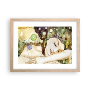Plakat w ramie jasny dąb - Szmaragdowo-fiołkowy sen - 40x30 cm