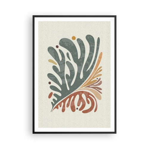 Plakat w czarnej ramie - Wielobarwny liść - 70x100 cm