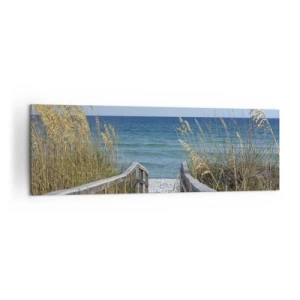 Obraz na płótnie - Ścieżka na plażę z widokiem na morze - 160x50cm - W słońcu, na wietrze - Nowoczesna dekoracja ścienna do salonu i sypialni ARTTOR