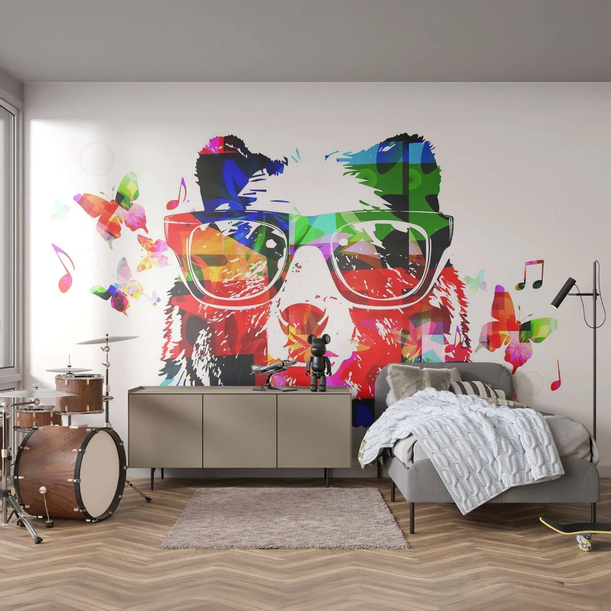 Fototapeta Samoprzylepna Deluxe Sticker - Podoba misie! - Abstrakcja, Niedźwiedź, Okulary - 250x175 cm