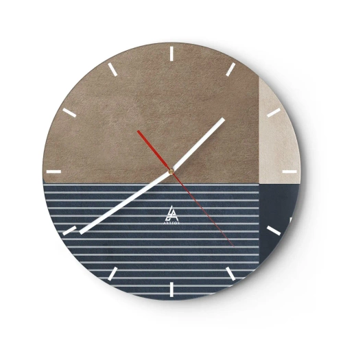 Zegar ścienny - Minimalistyczny układ barw i linii w geometrycznej formie - 30x30cm - Kompozycja prostoty i krągłości - Nowoczesna dekoracja ścienna do salonu, kuchni i sypialni ARTTOR