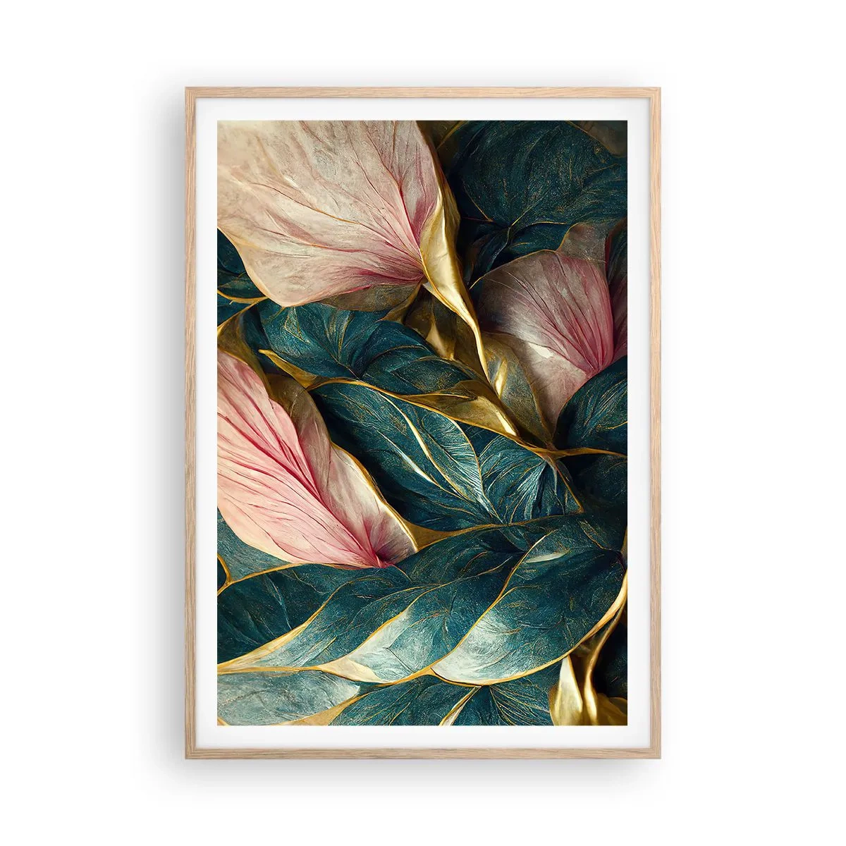 Plakat w ramie jasny dąb - Naturalna elegancja i styl - 70x100 cm