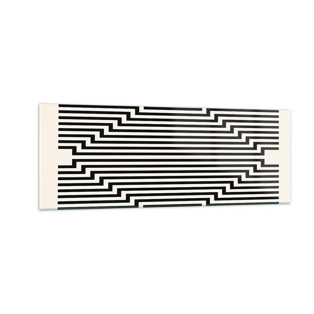 Obraz na szkle - Czarno-białe linie tworzące efekt geometrycznej iluzji - 140x50cm - Geometryczna iluzja - Nowoczesna dekoracja ścienna do salonu i sypialni ARTTOR