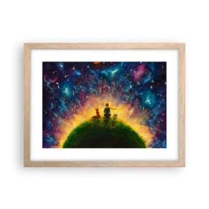 Plakat w ramie jasny dąb - Miłość i przyjaźń - cały świat - 40x30 cm