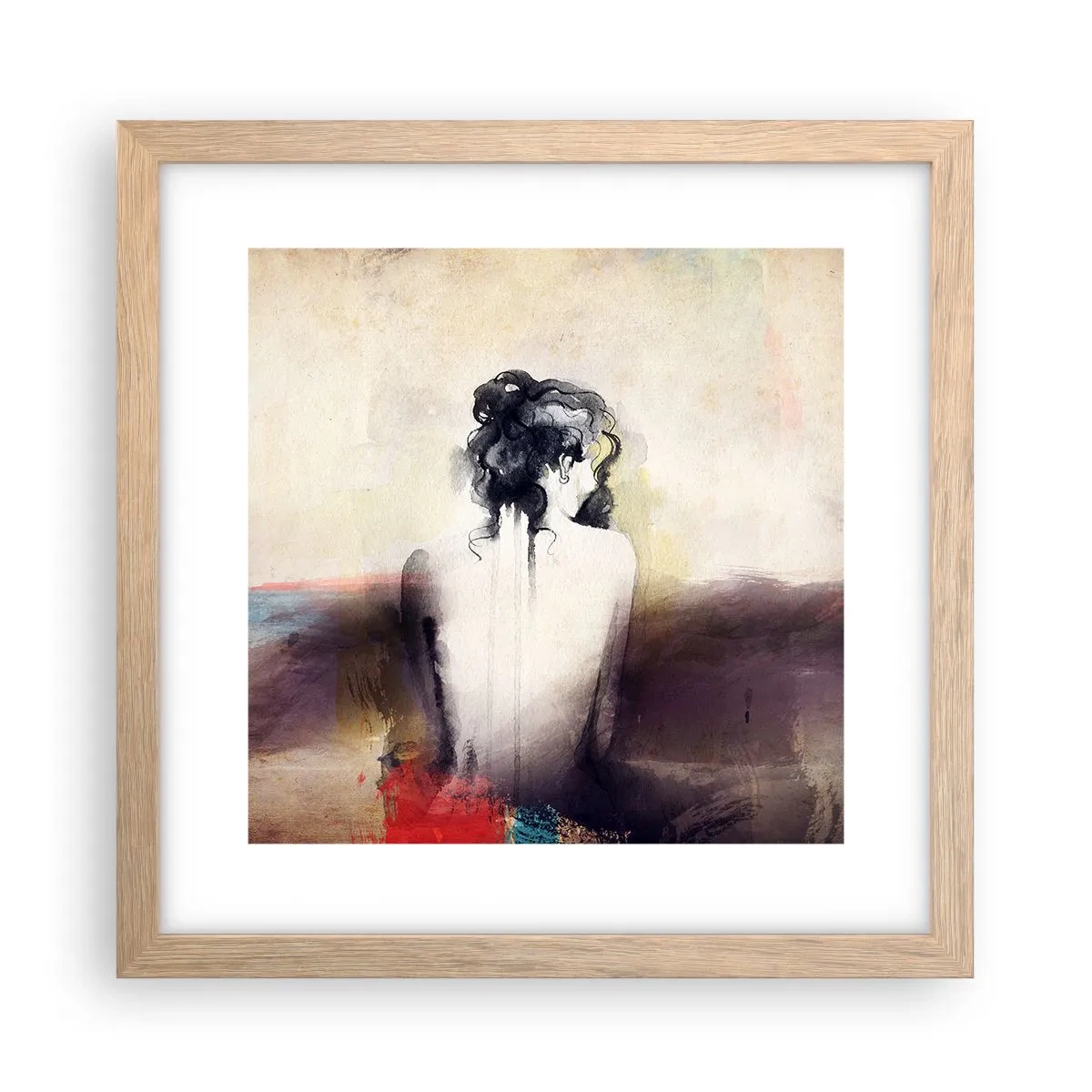 Plakat w ramie jasny dąb - Łagodne linie, owalne kształty - 30x30 cm