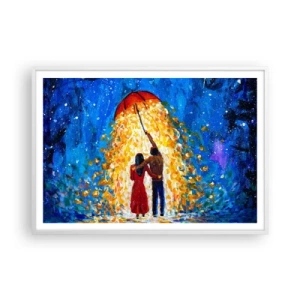 Plakat w białej ramie - Magia deszczowego wieczoru? - 100x70 cm