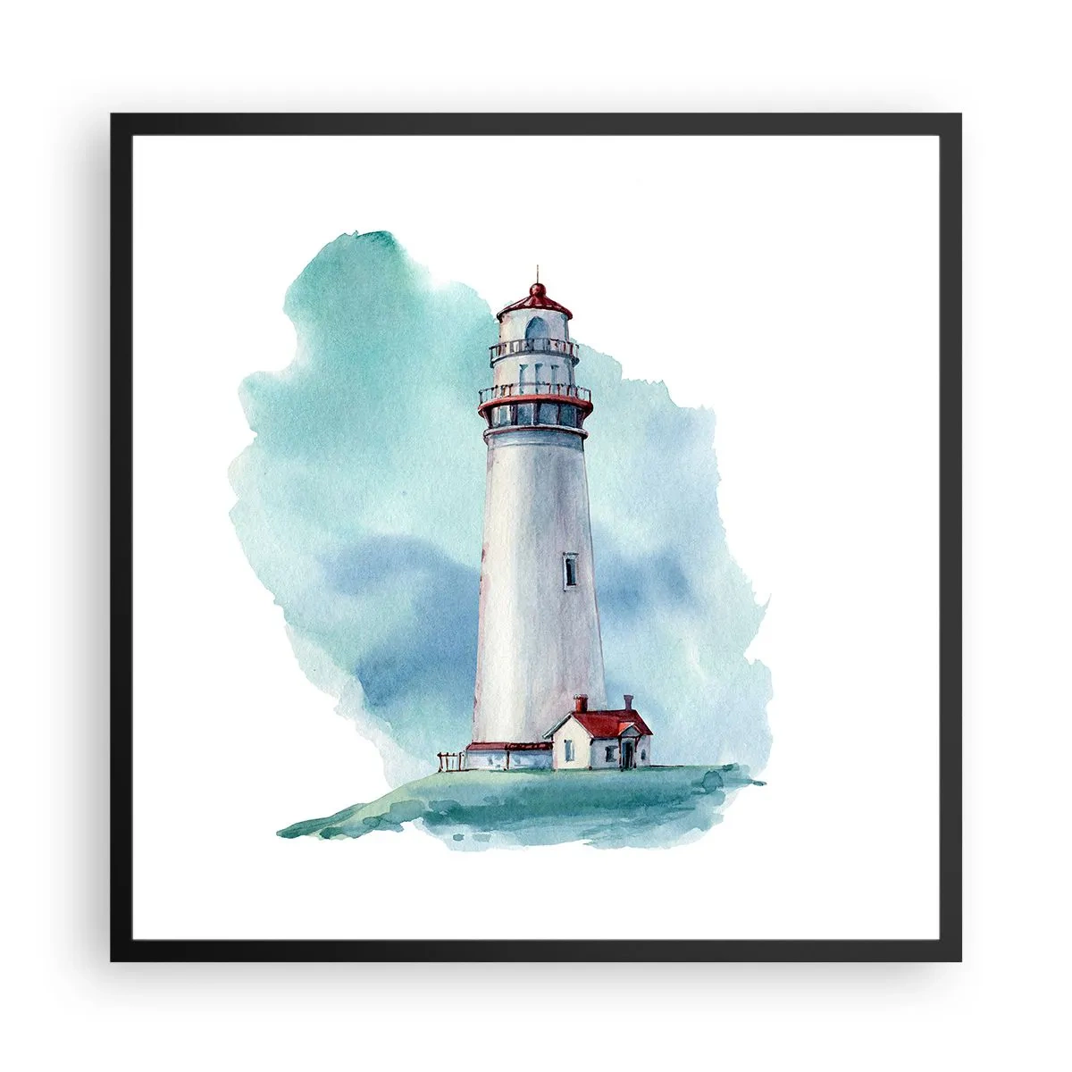 Plakat w czarnej ramie - Łagodna siostra błękitu - 60x60 cm