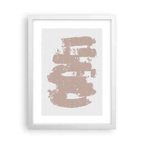 Plakat w białej ramie - Abstrakcja w łagodnym różu - 30x40 cm