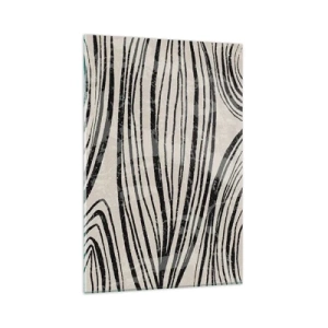 Obraz na szkle - Abstrakcyjne fale w czarno-białych odcieniach - 80x120cm - Rozlewisko linii - Nowoczesna dekoracja ścienna do salonu i sypialni ARTTOR