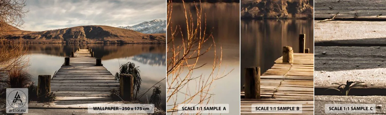 Fototapeta Próbka Standard Eco - Pejzaż w ciszy - Krajobraz, Pomost, Jezioro - 100x30 cm