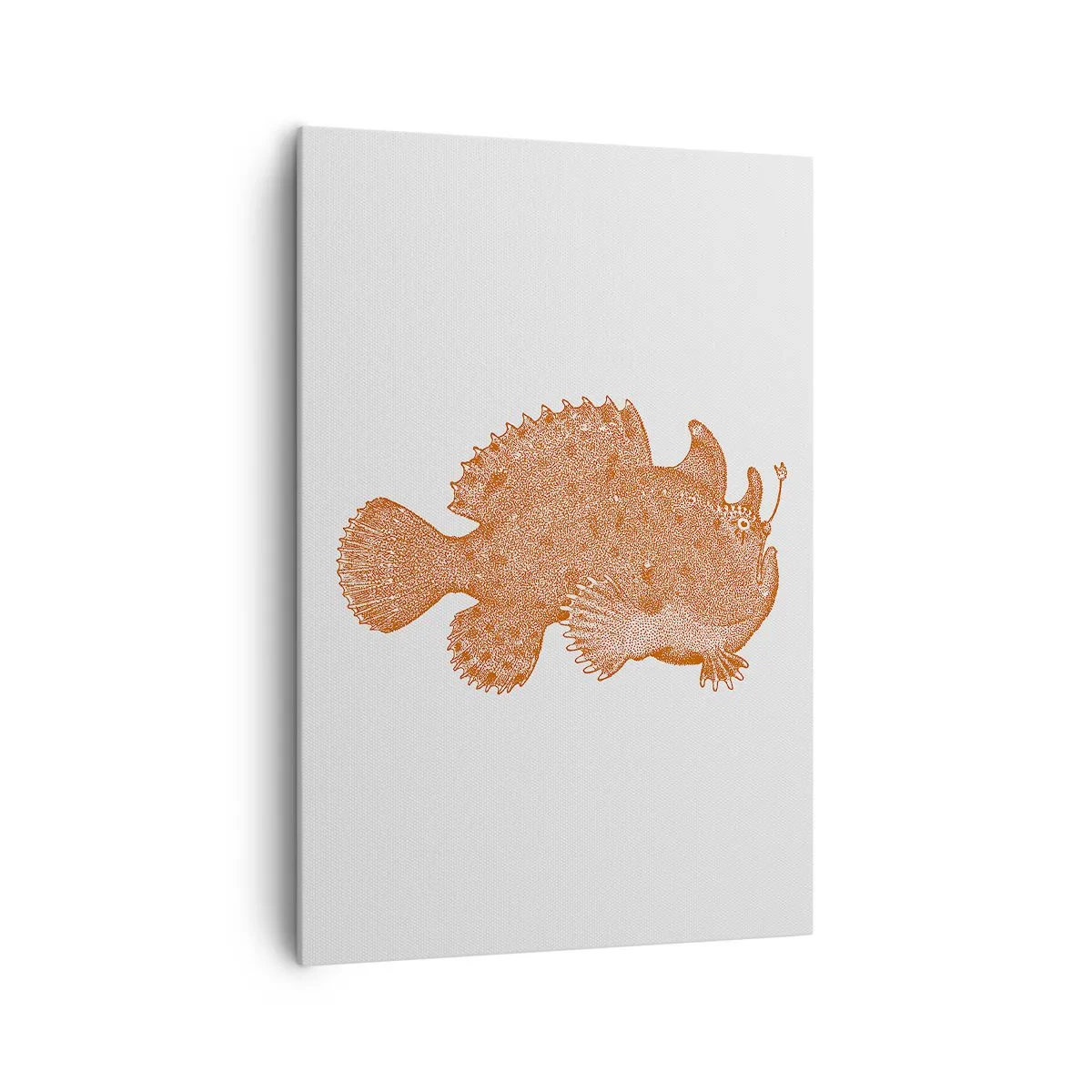 Obraz na płótnie - Detaliczny rysunek ryby w kolorze miedzianym na białym tle - 70x100cm - A jednak ryba - Nowoczesna dekoracja ścienna do salonu i sypialni ARTTOR