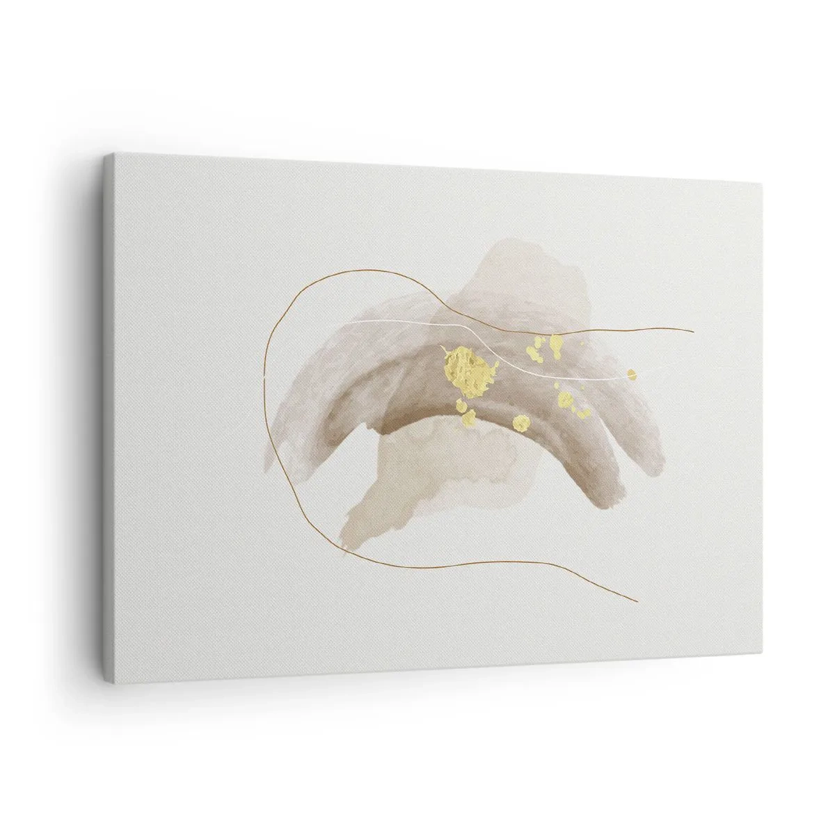 Obraz na płótnie - Abstrakcyjna kompozycja w odcieniach beżu i złota - 70x50cm - Napotkane w przestrzeni - Nowoczesna dekoracja ścienna do salonu i sypialni ARTTOR