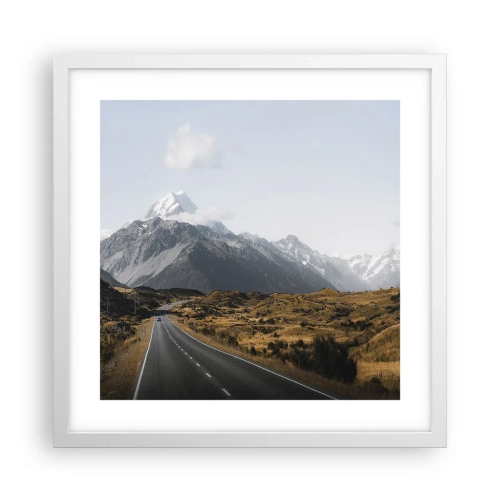 Plakat w białej ramie - Droga do serca gór - 40x40 cm