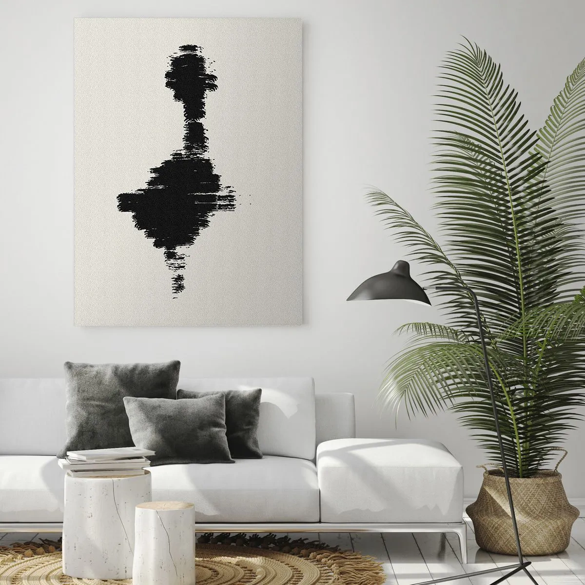 Obraz na szkle - Abstrakcyjny motyw przypominający falę dźwiękową w minimalistycznym stylu - 80x120cm - Drgania wyobraźni - Nowoczesna dekoracja ścienna do salonu i sypialni ARTTOR