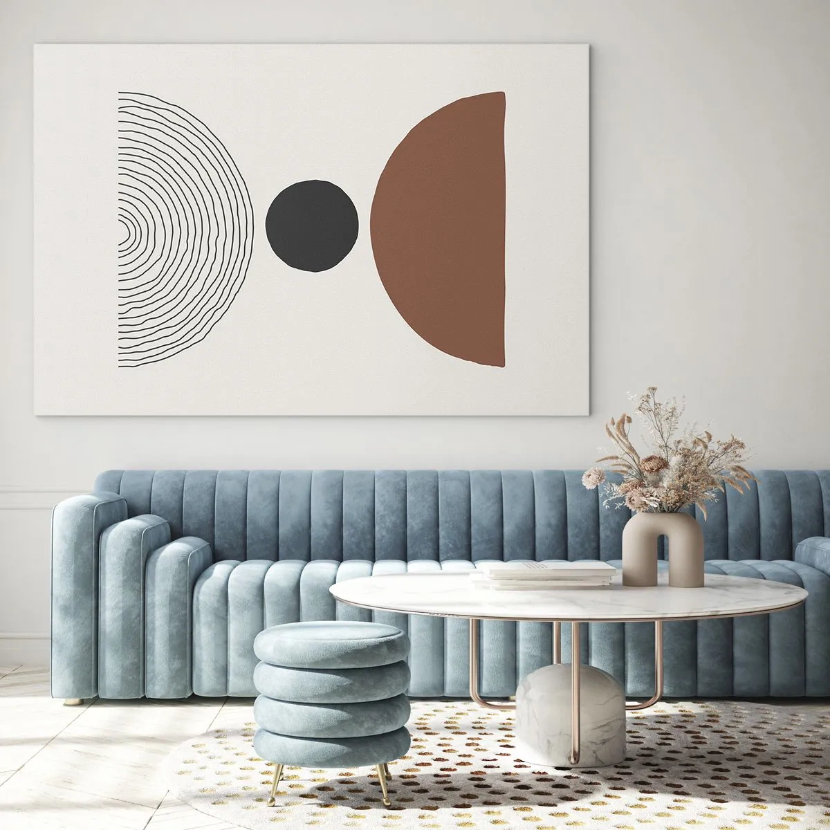 Obraz na szkle - Abstrakcyjne formy geometryczne na jasnym tle - 70x50cm - W centrum uwagi - Nowoczesna dekoracja ścienna do salonu i sypialni ARTTOR