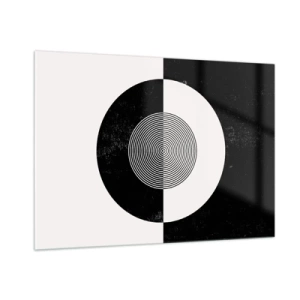 Obraz na szkle - Geometryczny wzór czarno-białej symetrii - 100x70cm - Harmonia w czerni i bieli - Nowoczesna dekoracja ścienna do salonu, kuchni i sypialni ARTTOR