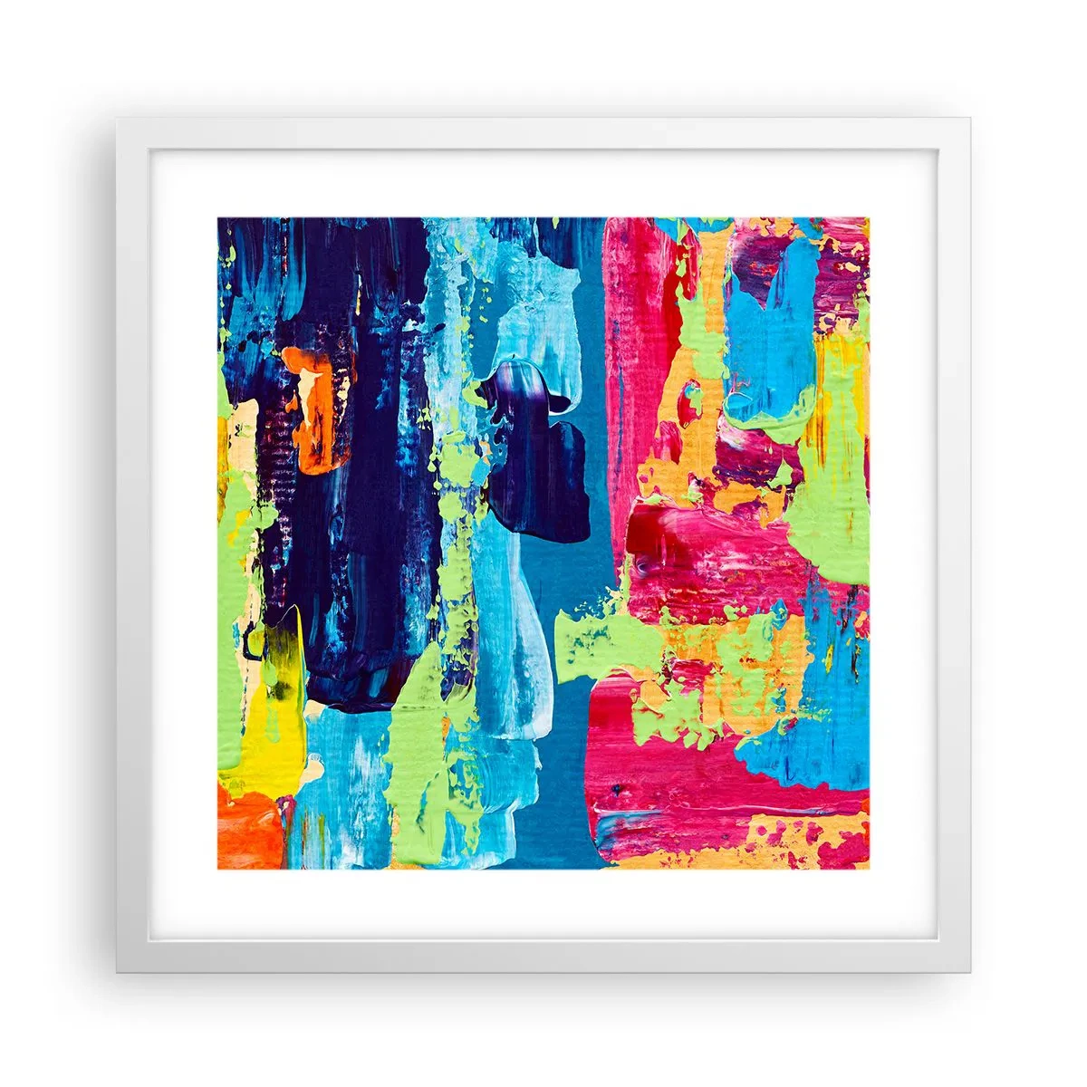 Plakat w białej ramie - Życie jest piękne! - 40x40 cm