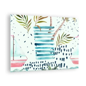 Obraz na szkle - Wakacje pod palmami - 70x50cm - Wakacje pod palmami - Nowoczesna dekoracja ścienna do salonu i sypialni ARTTOR