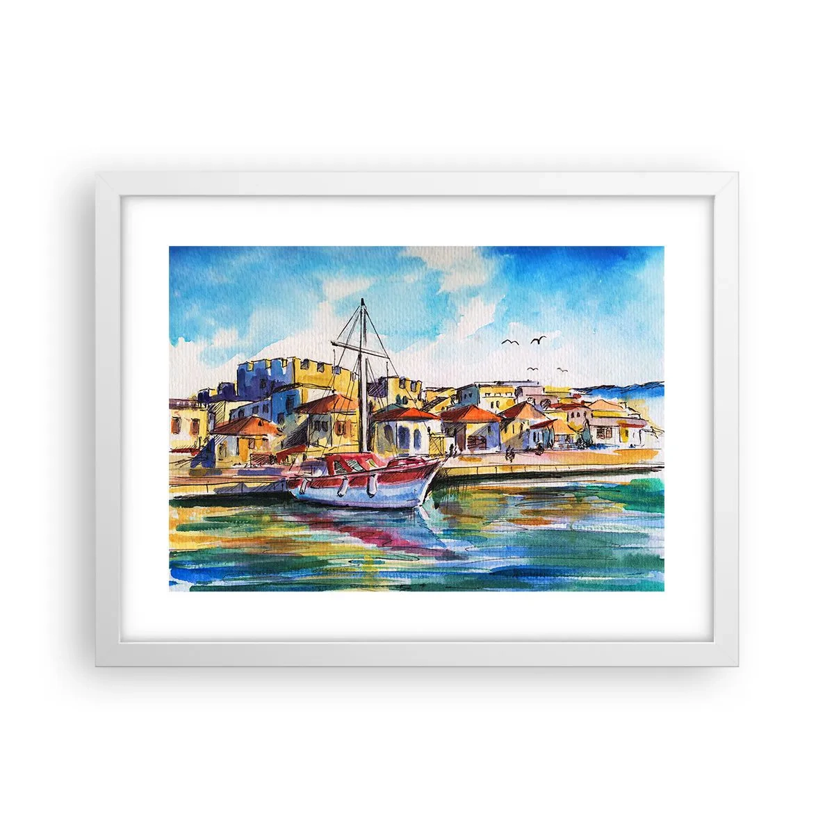 Plakat w białej ramie - Tęczowe popołudnie - 40x30 cm