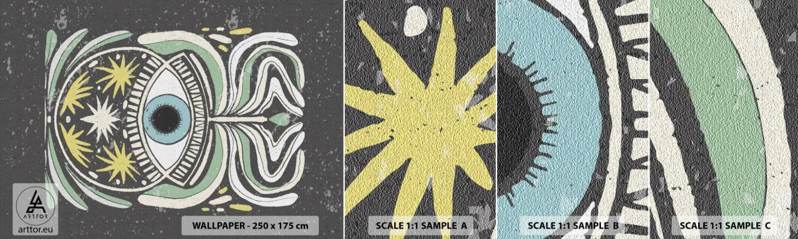 Fototapeta Próbka Samoprzylepna Deluxe Sticker - Plemienne rytuały - Boho, Oko, Pastelowe - 100x30 cm