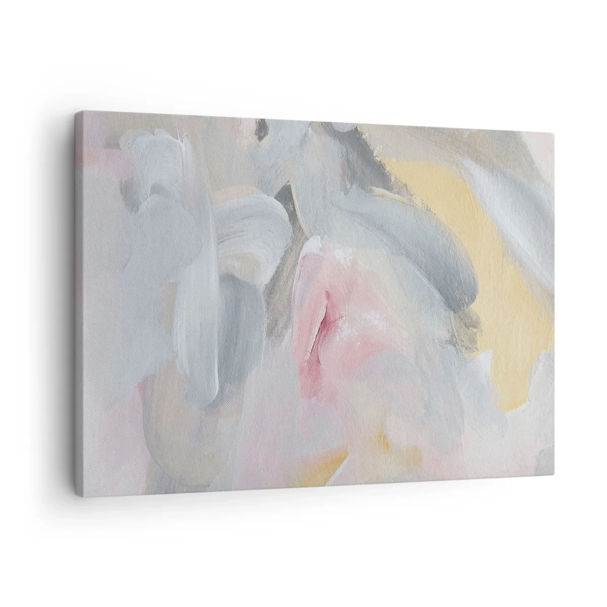 Obraz na płótnie - Abstrakcyjne pastelowe pociągnięcia w odcieniach różu i szarości - 70x50cm - W pastelowym świecie - Nowoczesna dekoracja ścienna do salonu i sypialni ARTTOR