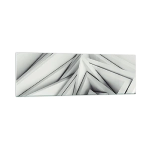 Obraz na szkle - Abstrakcyjna kompozycja geometrycznych kształtów w odcieniach szarości - 160x50cm - Ostrych kątów pąkowie - Nowoczesna dekoracja ścienna do salonu i sypialni ARTTOR