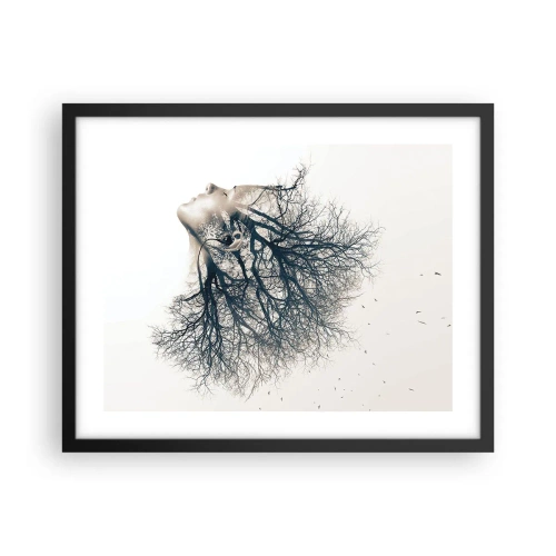 Plakat w czarnej ramie - Zasłuchana w szept drzewa - 50x40 cm