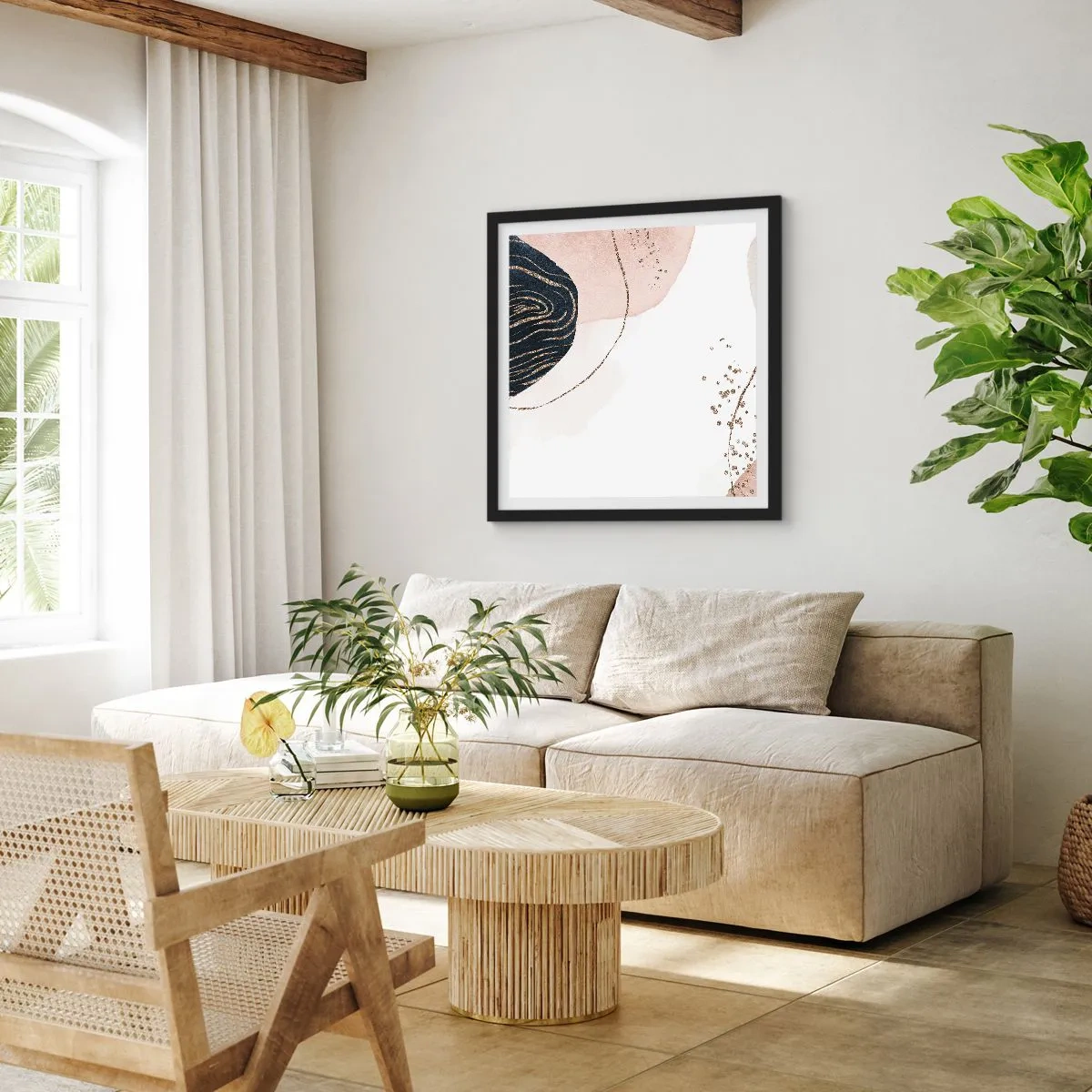 Plakat w czarnej ramie - Wszystko płynie - 40x40 cm