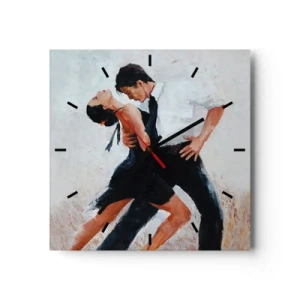 Zegar ścienny - Para tańcząca w eleganckim, zmysłowym ujęciu - 30x30cm - Tango mych marzeń i snów - Nowoczesna dekoracja ścienna do salonu i sypialni ARTTOR