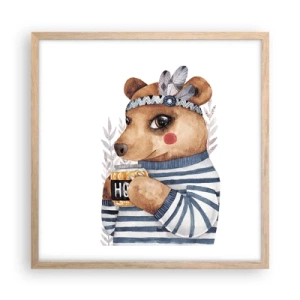 Plakat w ramie jasny dąb - Słodka Misia - 50x50 cm