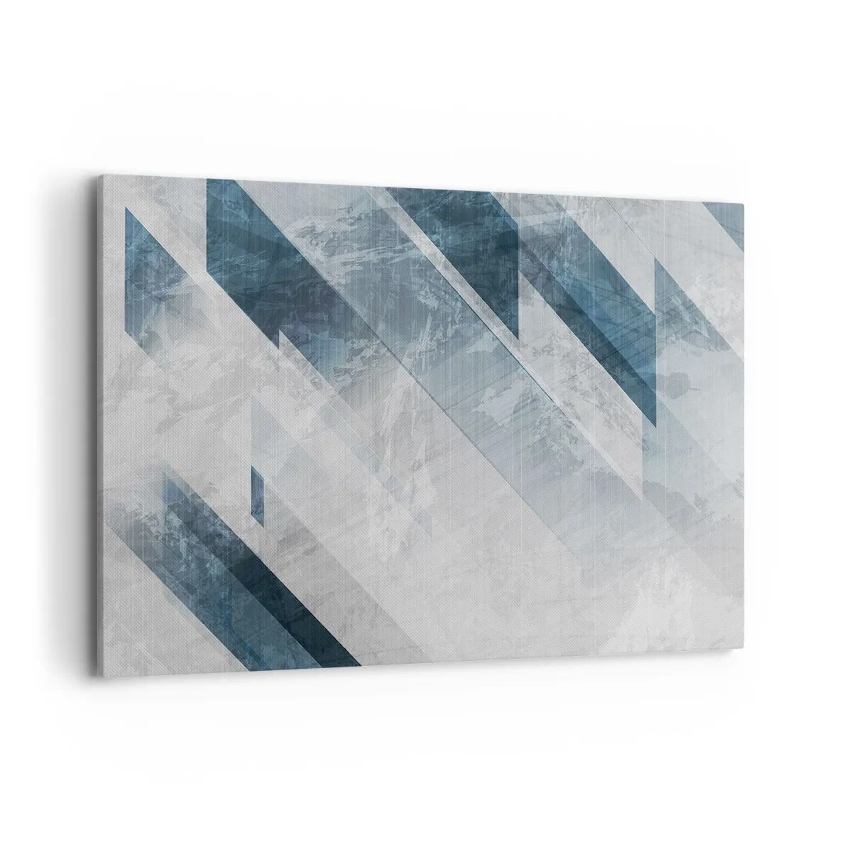 Obraz na płótnie - Abstrakcyjne linie w odcieniach szarości i błękitu - 120x80cm - Kompozycja przestrzenna – ruch szarości - Nowoczesna dekoracja ścienna do salonu, kuchni i sypialni ARTTOR