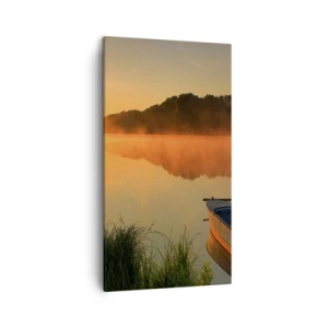 Obraz na płótnie - Wschód słońca nad wodą jak tafla lustra - 45x80 cm