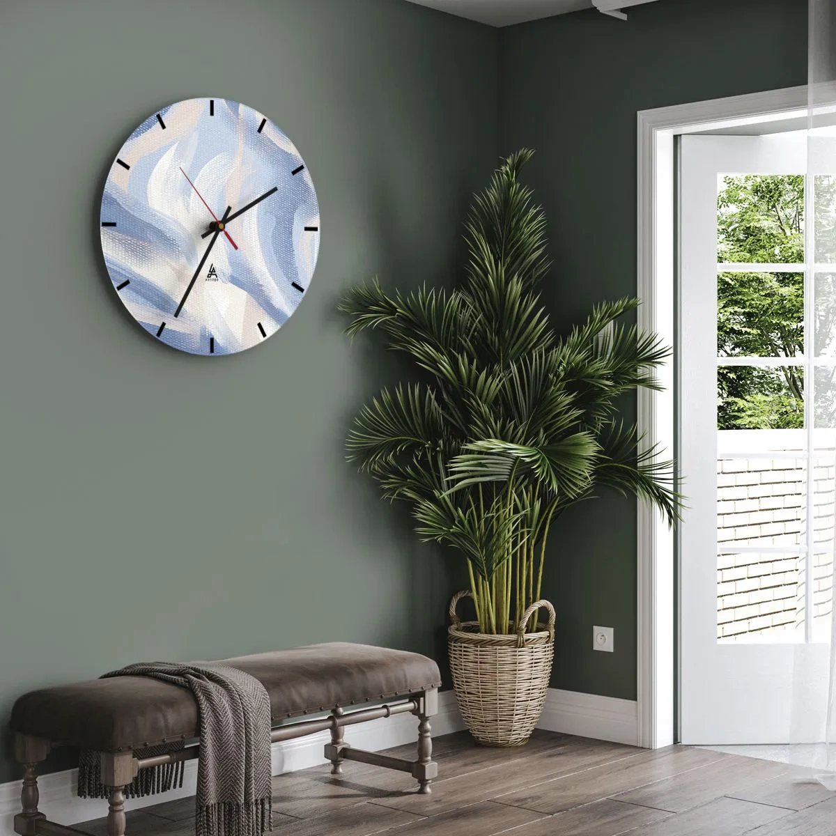 Zegar ścienny - Błękitne falowanie - 30x30 cm