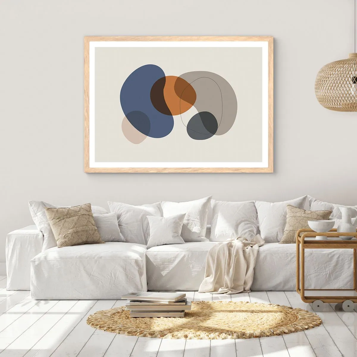 Plakat w ramie jasny dąb - Krople barw - 100x70 cm