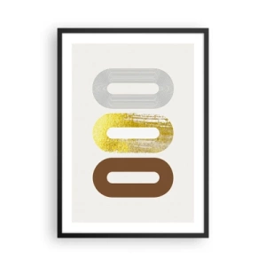 Plakat w czarnej ramie - Geometryczne formy w odcieniach złota, brązu i szarości - 50x70cm - Ooo! - Nowoczesna dekoracja ścienna do salonu i sypialni ARTTOR