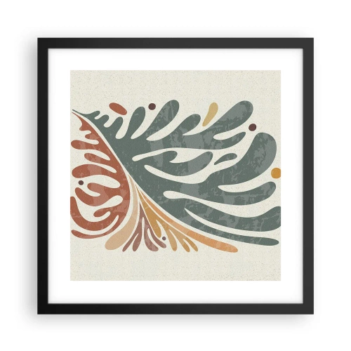Plakat w czarnej ramie - Wielobarwny liść - 40x40 cm