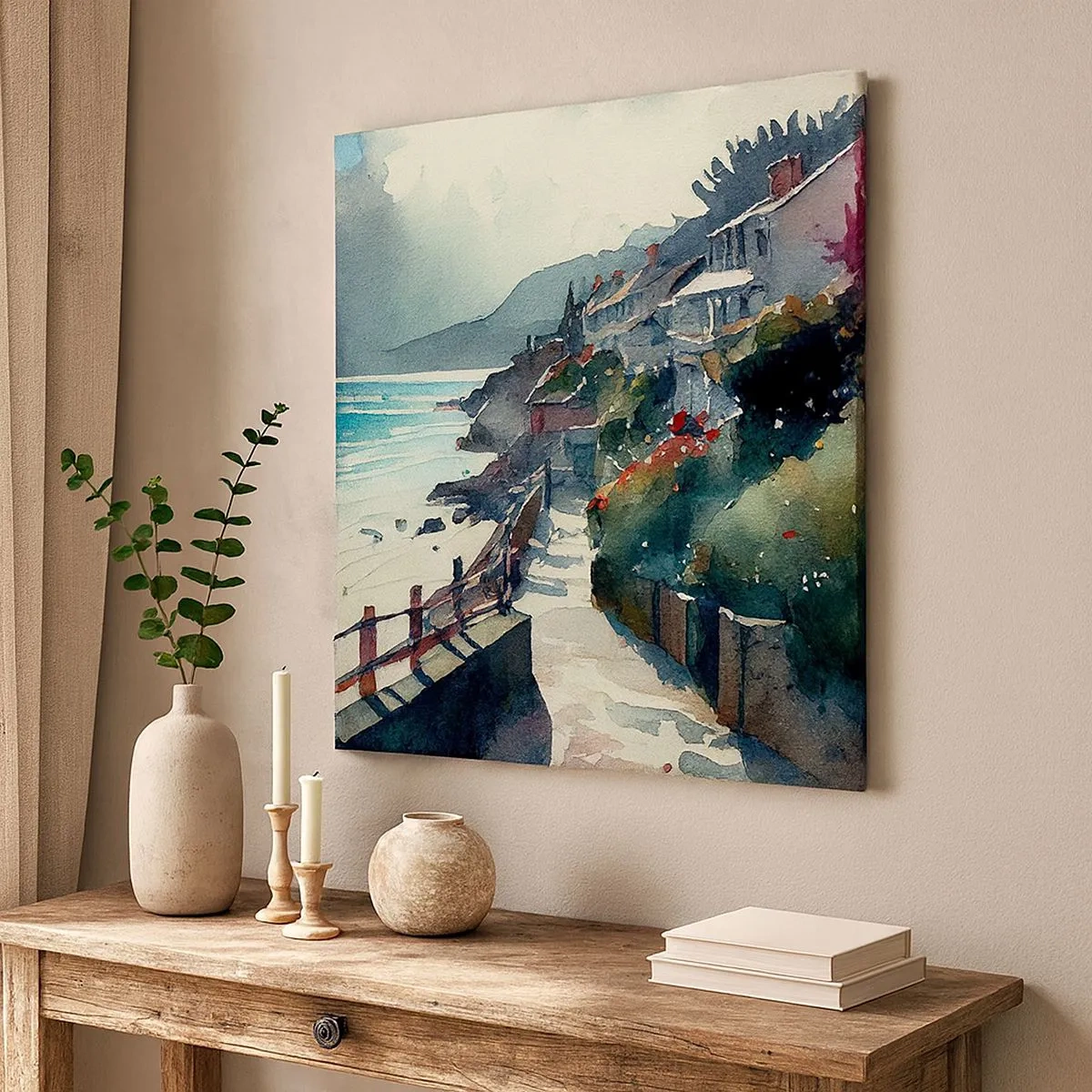 Obraz na płótnie - Śródziemnomorskie miasteczko - 30x30 cm