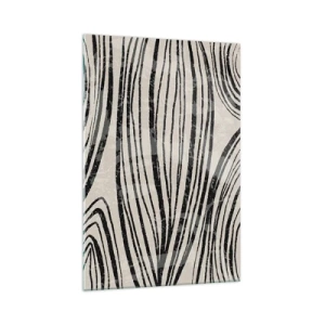 Obraz na szkle - Abstrakcyjne fale w czarno-białych odcieniach - 70x100cm - Rozlewisko linii - Nowoczesna dekoracja ścienna do salonu i sypialni ARTTOR