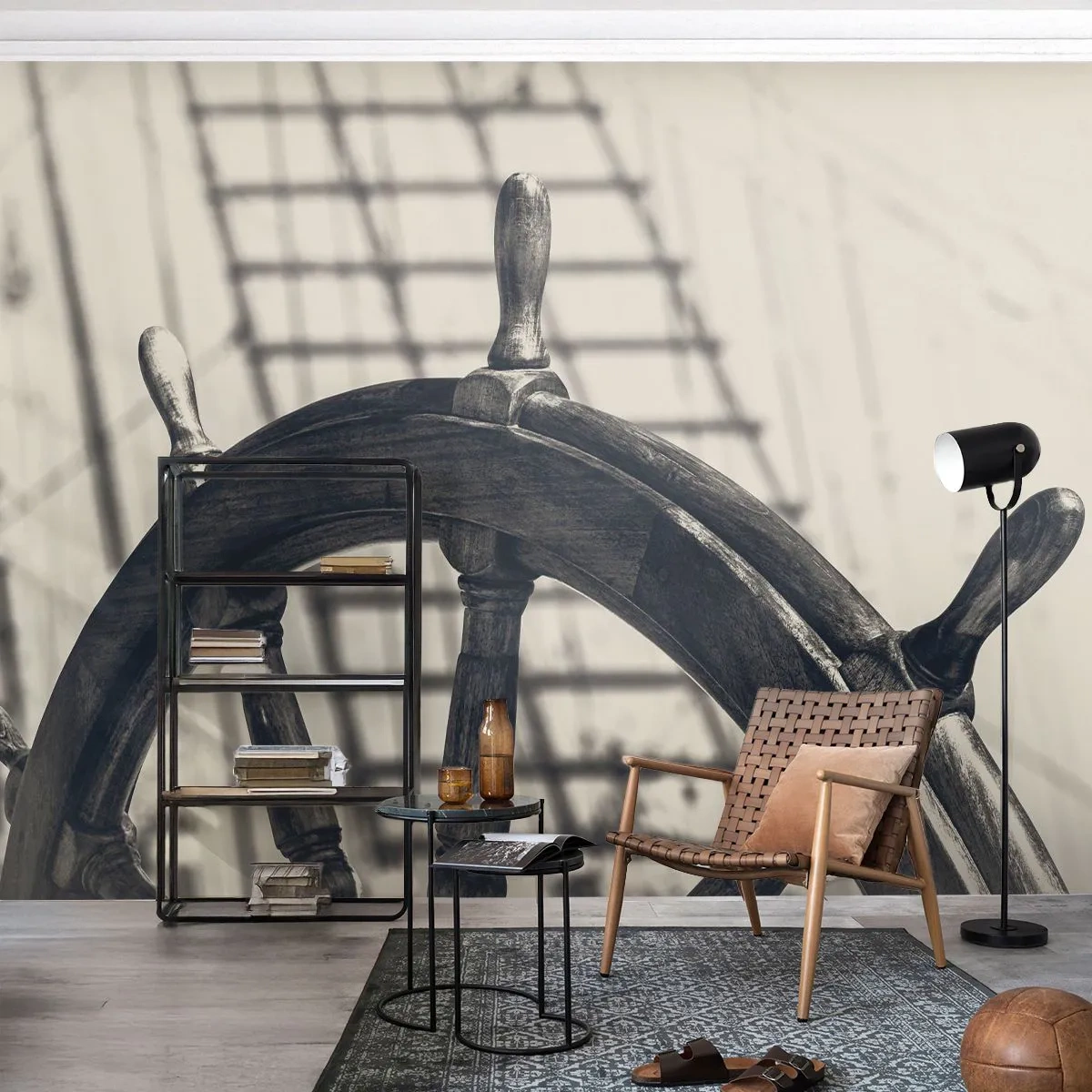 Fototapeta Samoprzylepna Deluxe Sticker - Morskie opowieści - Marynistyczne, Żeglarstwo, Koło Sterowe - 400x280 cm