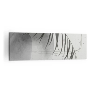 Obraz na płótnie - Delikatny motyw liścia palmy na jasnym tle w stylu skandynawskim - 160x50cm - Subtelna egzotyka natury - Nowoczesna dekoracja ścienna do salonu i sypialni ARTTOR